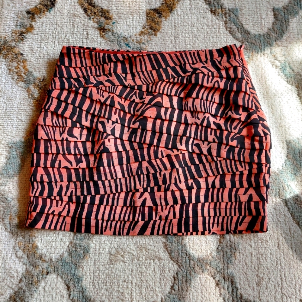 Armani Exchange Pink Zebra Print Mini Skirt 0P